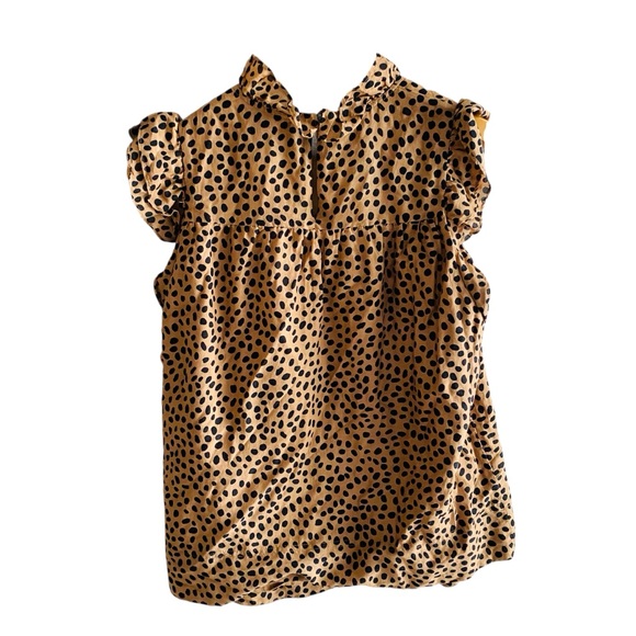 J. Crew Flutter-sleeve Collared Cotton Silk Voile Blouse in Brown Leopard Dot - Picture 3 of 7
